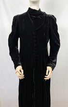Load image into Gallery viewer, Original 1930s Black Cotton Velvet Opera Coat with Incredible Collar Detail - Bust 40 41 42