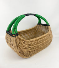 Load image into Gallery viewer, Original 1930's Wicker Basket with Black and Green Trim - Perfect Picnic Basket