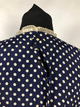 Load image into Gallery viewer, 1940s CC41 Classic Navy and White Polka Dot Dress - Bust 34" 36"