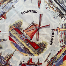 Load image into Gallery viewer, Vintage Artificial Silk Scarf with Tulips and Tourist Attractions - Holland Tourist Piece - Great Turban or Headscarf
