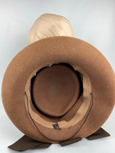 Load image into Gallery viewer, Original Late 1930's Early 1940's Chocolate Brown Felt Tilt Hat with Large Bow Trim