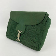 Load image into Gallery viewer, 1930s 1940s Forest Green Crepe Evening Clutch Bag with Paste Set Clasp