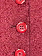 Load image into Gallery viewer, Original 1940's Burgundy Herringbone Wool Jacket with Rich Velvet Trim - Bust 34 35