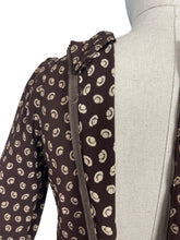 Load image into Gallery viewer, Original 1930's Brown and Cream Crepe Long Sleeved Dress - Bust 32 34