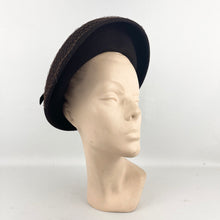 Load image into Gallery viewer, Original 1930's or 1940's Dark Brown Felt Hat by Jacoll with Net Trim *
