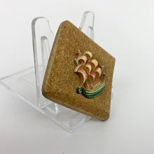 Load image into Gallery viewer, Original 1940s Make Do and Mend Brooch - Sailing Ship on Cork - Homemade Piece