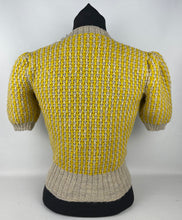 Load image into Gallery viewer, Reproduction 1940's Waffle Stripe Jumper in Parchment and Mustard Knitted from a Wartime Pattern - B 34 36 38