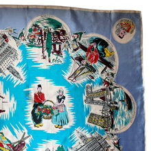 Load image into Gallery viewer, Vintage Artificial Silk Scarf with Tulips and Tourist Attractions - Holland Tourist Piece - Great Turban or Headscarf