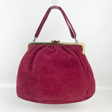 Load image into Gallery viewer, Original 1940's Burgundy Suede Set of Bag and Matching Gloves
