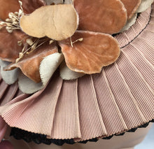 Load image into Gallery viewer, 1940s Black and Soft Apricot Straw & Grosgrain Hat with Floral Trim