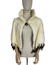 Load image into Gallery viewer, Original 1930's or 1940's Vintage White Ermine Evening Cape with Black and White Tails - Stunning Cape