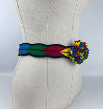 Load image into Gallery viewer, 1940's Style Colourful Felt Belt in Red, Green, Yellow and Blue Made From a 1941 Pattern Using Pure Wool Felt - Waist 29"