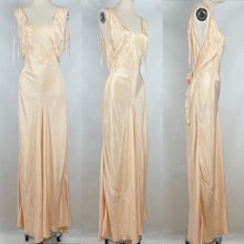 Load image into Gallery viewer, Original 1930s Pure Silk Bias Cut Nightdress with Floral Applique - Bust 34 35 36