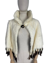 Load image into Gallery viewer, Original 1930's or 1940's Vintage White Ermine Evening Cape with Black and White Tails - Stunning Cape