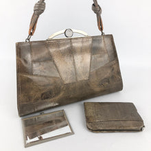 Load image into Gallery viewer, 1930s 1940s Brown Reptile Skin Bag with Matching Coin Purse
