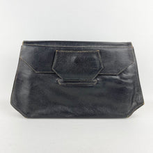 Load image into Gallery viewer, Original 1930's 1940's Black Leather Clutch Bag - Great Sized Piece