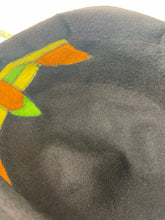 Load image into Gallery viewer, Original 1930’s Warm Brown Fur Felt Hat with Appliqué Trim in Green, Rust and Mustard *