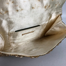 Load image into Gallery viewer, 1950s French Made Clutch Bag - Heavily Beaded with Gold Beads and Pearls
