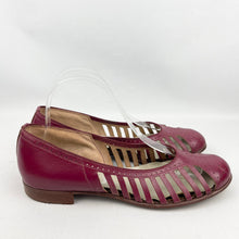 Load image into Gallery viewer, Original 1950’s Burgundy Leather Summer Sandals with Openwork Sides - UK 6 6.5