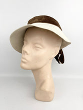 Load image into Gallery viewer, Original 1930's Cream Felt Hat with Warm Brown Velvet and Floral Trim