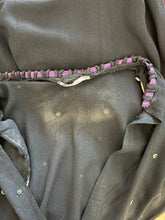 Load image into Gallery viewer, Original Late 1930s or Early 1940s Black Crepe Tunic Dress with Metal Trim - Bust 38 40