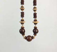 Load image into Gallery viewer, Vintage Graduated Glass Bead Necklace In Brown and Cream - Charming Autumnal Necklace