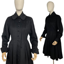 Load image into Gallery viewer, Original 1940's Black Wool Fit and Flair Princess Coat by Pober of New York - Bust 34"
