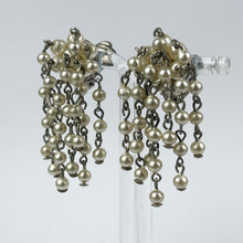 Load image into Gallery viewer, Vintage Faux Pearl Chandelier Clip-on Earrings on Silver-tone Clips