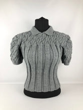 Load image into Gallery viewer, Reproduction 1940s Rib and Cable Knit Jumper in Pearl Grey Acrylic - B36 38 40