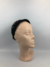Load image into Gallery viewer, 1930s Black Felt Skull Cap with Floral Wool Work Embroidery