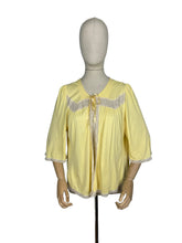Load image into Gallery viewer, Original 1950's Lemon Yellow Rayon and Lace Bed Jacket with Tie Neck - Bust 36 38