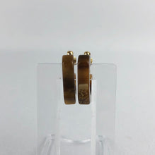 Load image into Gallery viewer, 1940's 1950's Mottled Brown Bakelite Squared off Clip on Hoop Earrings
