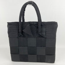Load image into Gallery viewer, Original 1940's Black Leather and Grosgrain Ribbon Make Do and Mend Bag