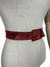 Load image into Gallery viewer, Original 1930's 1940's Red Snakeskin Belt - Waist 28 29 30 31 32