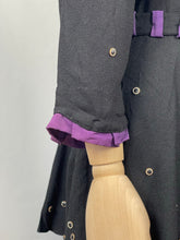 Load image into Gallery viewer, Original Late 1930s or Early 1940s Black Crepe Tunic Dress with Metal Trim - Bust 38 40
