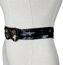 Load image into Gallery viewer, Original 1930's Black and Gold Sequin and Beaded Belt - Waist 25 26