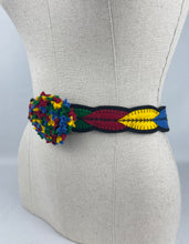 Load image into Gallery viewer, 1940's Style Colourful Felt Belt in Red, Green, Yellow and Blue Made From a 1941 Pattern Using Pure Wool Felt - Waist 29"