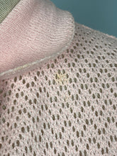 Load image into Gallery viewer, Original 1950's Pink Machine Knitted Bed Jacket with Satin Bow Tie - Sweet Cardigan - Bust 36