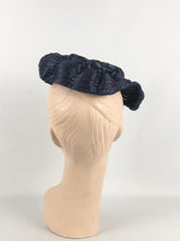 Load image into Gallery viewer, Original 1950s Navy Blue Lacquered Raffia Hat