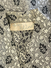 Load image into Gallery viewer, Original 1950's Silver and Black Cocktail Dress by For You By Blaines with Glass Buttons and Pockets - Bust 35