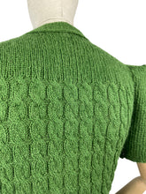 Load image into Gallery viewer, 1940's Reproduction Twisted Cable and Rib Jumper in Grass Green - Bust 33 34 35
