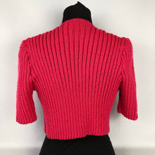 Load image into Gallery viewer, 1940s Style Hand Knitted Bolero in Pomegranate - B34 36
