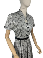Load image into Gallery viewer, Original 1950's Silver and Black Cocktail Dress by For You By Blaines with Glass Buttons and Pockets - Bust 35