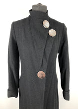 Load image into Gallery viewer, 1930s Black Boucle Wool Coat with Mother Of Pearl Buttons and Double Collar - Bust 36