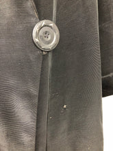 Load image into Gallery viewer, Wounded but Wearable 1920s 1930s Black Coat with Statement Button and Satin Trim - Bust