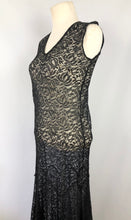 Load image into Gallery viewer, 1930s Black Lace Evening Dress  with Huge 10ft Skirt in a Floral Design - Bust 34 35