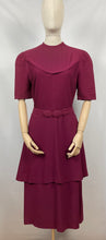 Load image into Gallery viewer, Original 1930s Belted Burgundy Crepe Tunic Dress with Pin Tucked Bodice and Sleeves - Bust 35 36