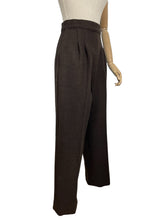 Load image into Gallery viewer, 1940's Reproduction Trousers in Dark Brown Thick Wool - Perfect for Winter - Waist 25 25.5