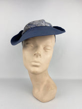Load image into Gallery viewer, Original 1940s Air Force Blue Felt Topper Hat with Blue Velvet Bow Trim