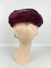 Load image into Gallery viewer, Original 1950's American Made Burgundy Feather and Net Hat *